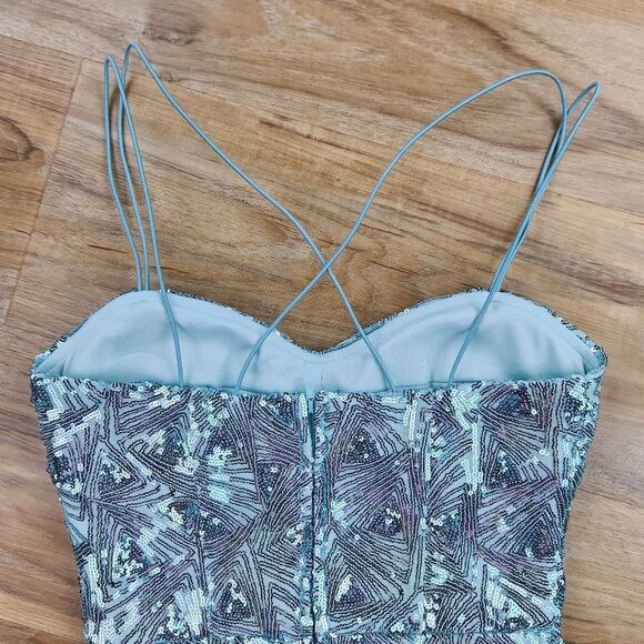 🩵NWT Speechless Mint & Silver Sequined Strappy Mermaid Sleeveless Gown Size 3 - Picture 5 of 13